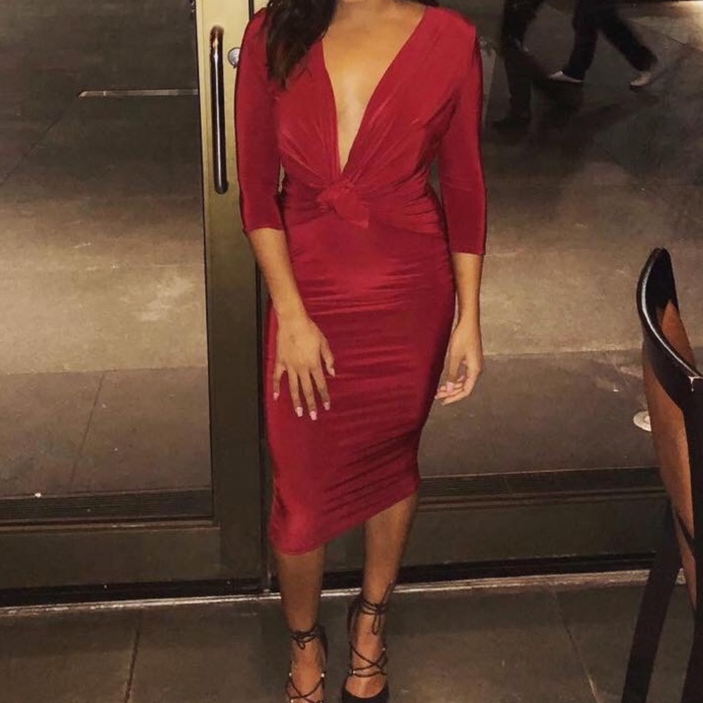 Boohoo Night Red Low-Front Dress